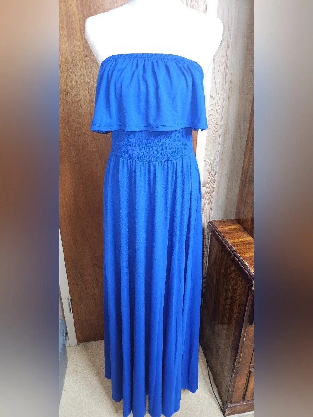 Torrid Blue Strapless Maxi Dress with Smocked Waist